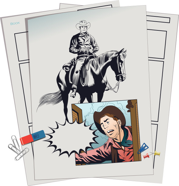 受惊的牛仔在门口的酒吧图片下载