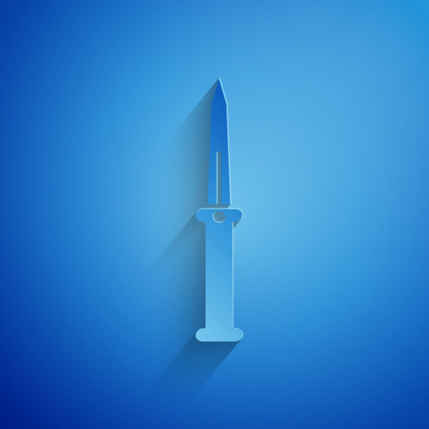 剪纸刀图标孤立在蓝色背景图片下载