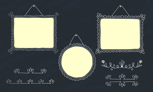 相框复古涂鸦风格的框架集图片下载