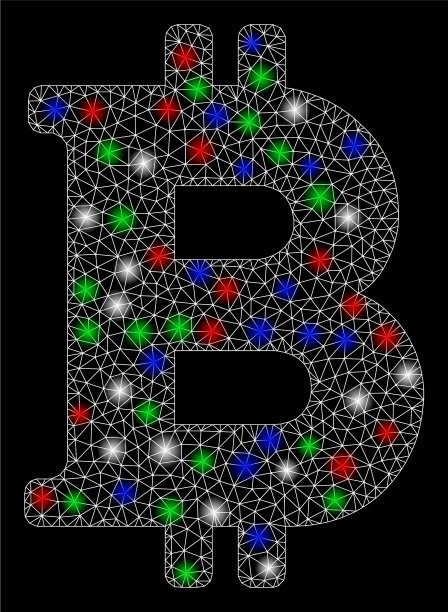 带有亮点的明亮网格2d比特币图片下载