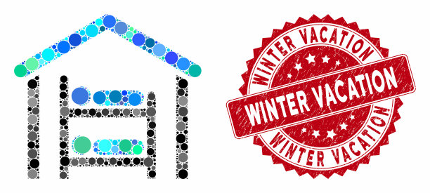 拼贴宿舍与纹理寒假印章图片下载