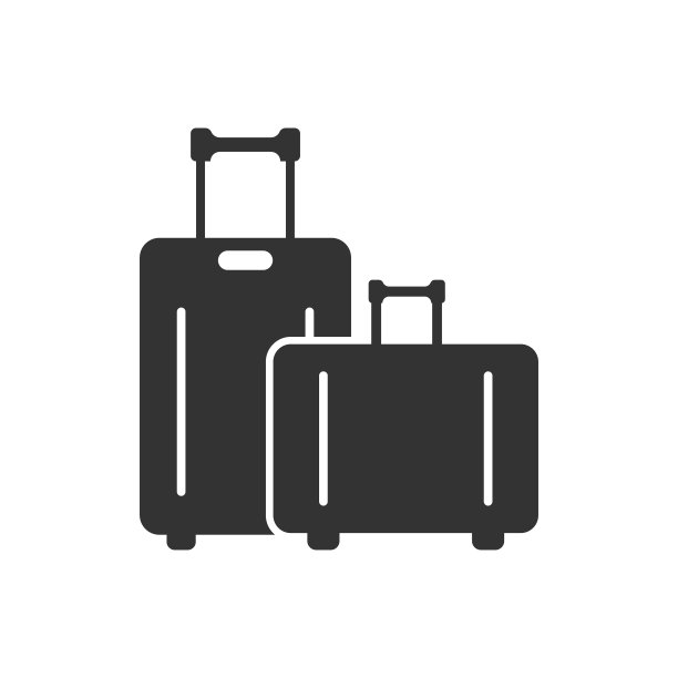 白色背景上的扁平风格行李旅行包图标图片下载