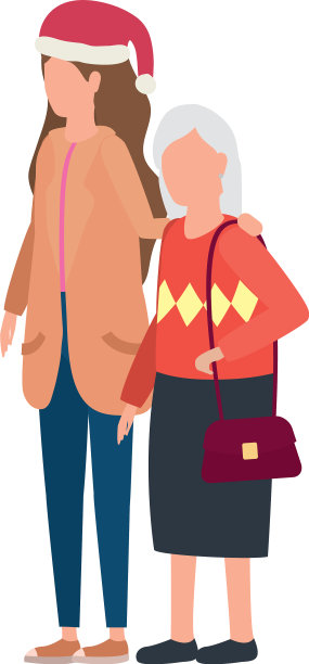 可爱的祖母和女儿使用圣诞帽图片下载