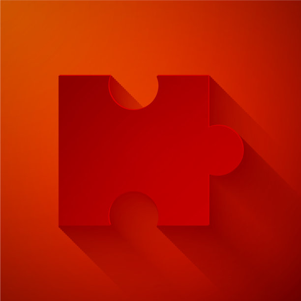 剪纸拼图图标孤立在红色图片下载