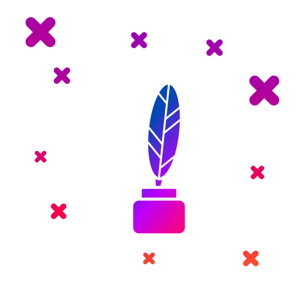 颜色羽毛和墨水瓶图标孤立在白色图片下载