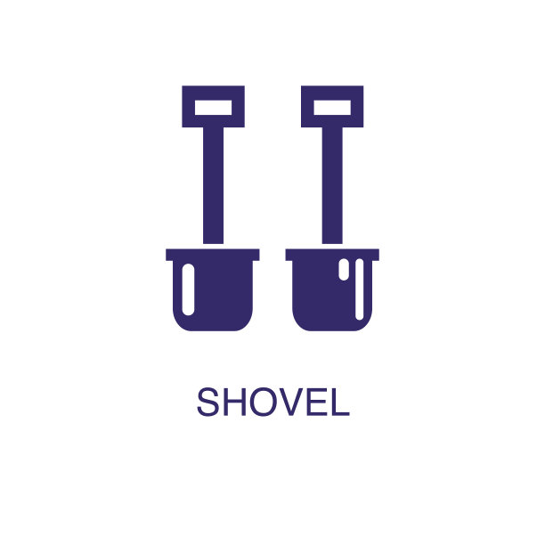 铲元素在平面简单风格上的白色图片下载