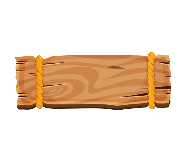 卡通木空白招牌横幅和丝带图片下载