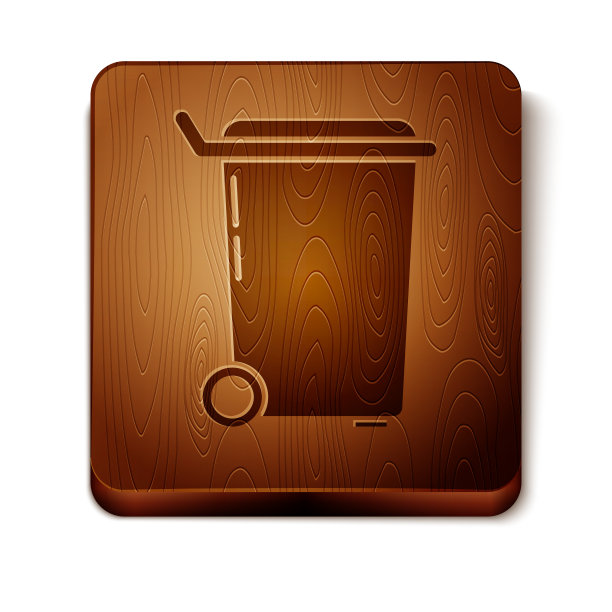 棕色垃圾桶图标孤立在白色背景图片下载