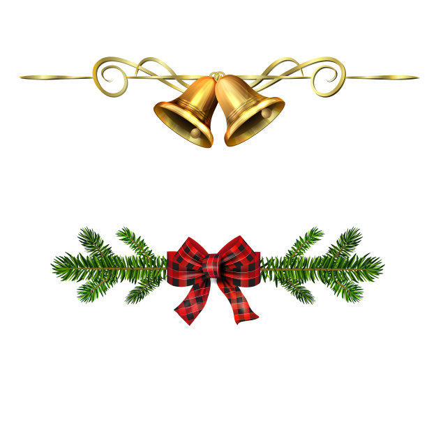 圣诞装饰用冷杉树金色的叮当声图片下载