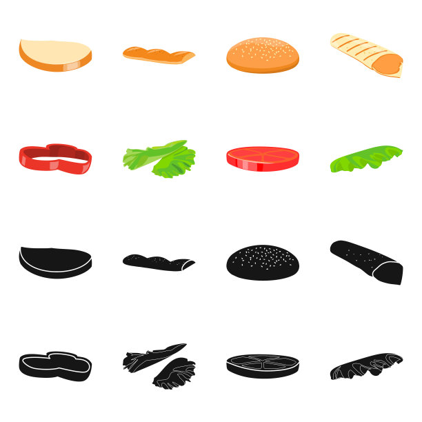 孤立对象晚餐和快速标志集图片下载