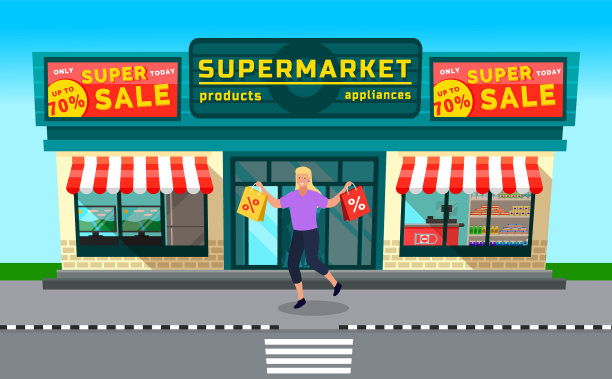 超市里卖女购物袋图片下载