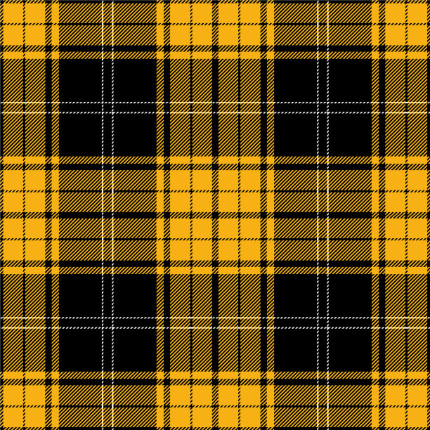 黄色和黑色格子格子苏格兰图案图片下载