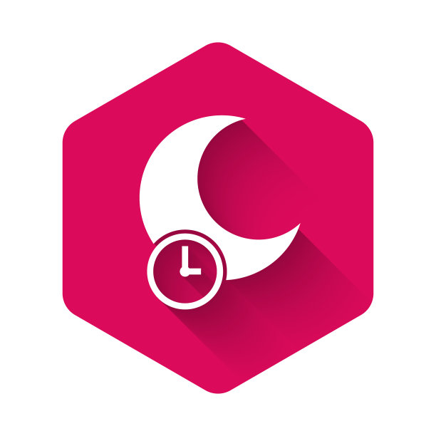 白色的睡眠月亮图标孤立与长影子图片下载