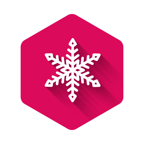 白色的雪花图标孤立与长影子图片下载
