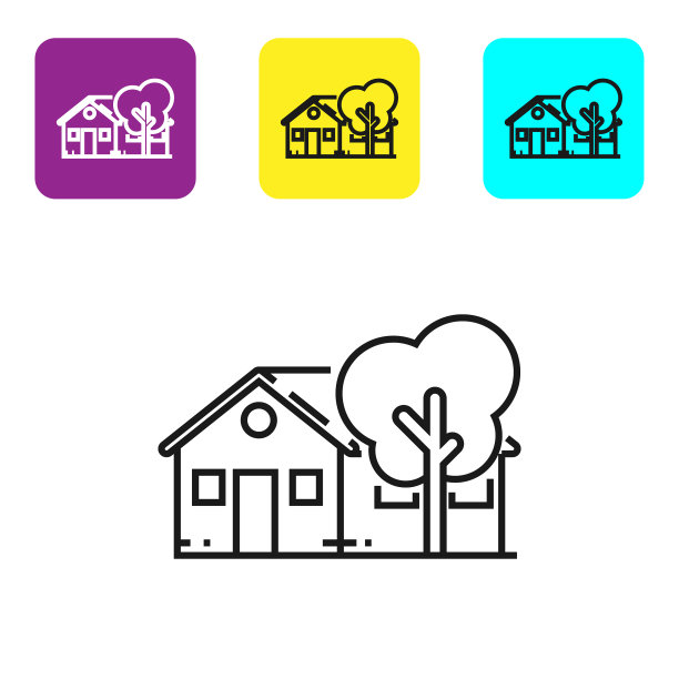 黑线生态友好的房子图标孤立上图片下载