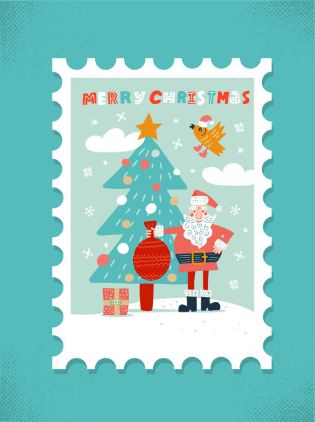 大型邮资邮票贺卡色彩缤纷图片下载