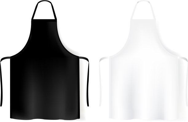 模型白色和黑色围裙孤立的白色图片下载