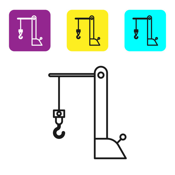 黑线港口起重机图标隔离图片下载