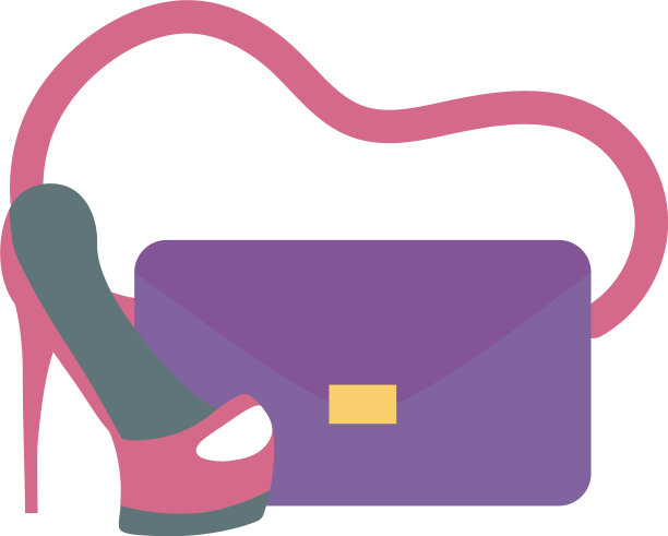 手提包高跟鞋图标上的白色背景图片下载