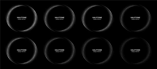半色调圆形虚线框架集图片下载