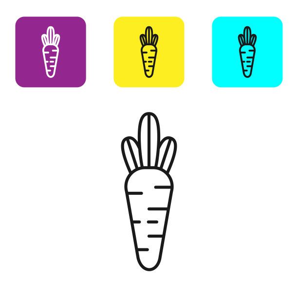 黑线胡萝卜图标孤立在白色上图片下载