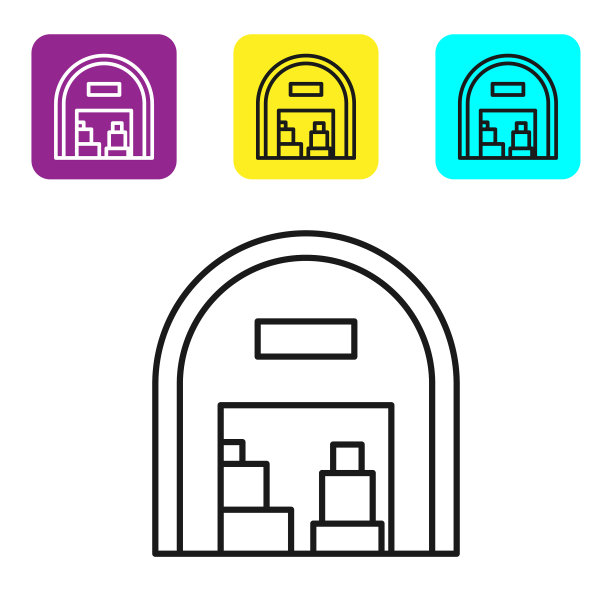 黑线仓库图标隔离在白色上图片下载