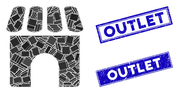 商店马赛克和划伤矩形邮票出口图片下载