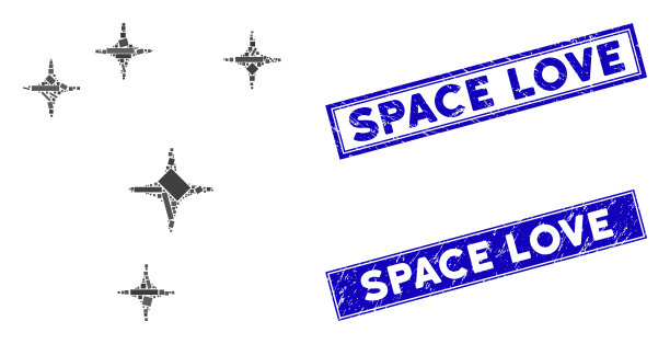 太空明星马赛克和垃圾矩形的太空爱图片下载