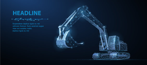 挖掘机抽象3d挖掘机孤立图片下载