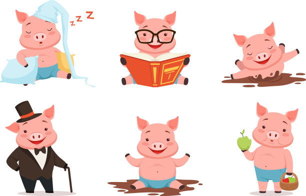 睡在枕头上的有趣的猪图片下载