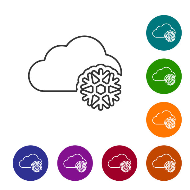 灰色线云与雪图标孤立在白色图片下载