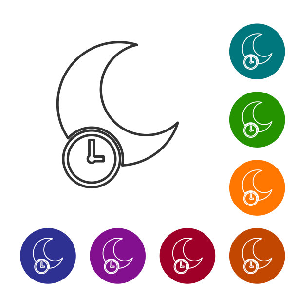 灰色线睡觉月亮图标孤立在白色图片下载