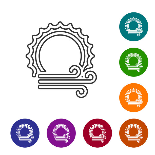 灰线风和太阳的图标孤立在白色图片下载