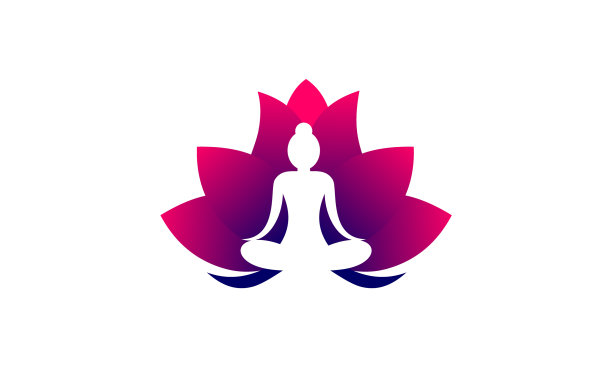 瑜伽标志设计在莲花中储存人类的冥想图片下载