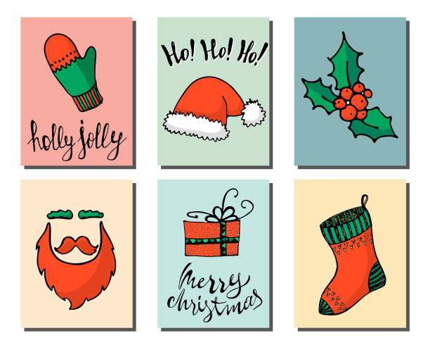 涂鸦圣诞贺卡集图片下载
