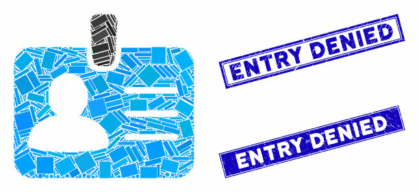 人徽章马赛克和划痕矩形入口图片下载