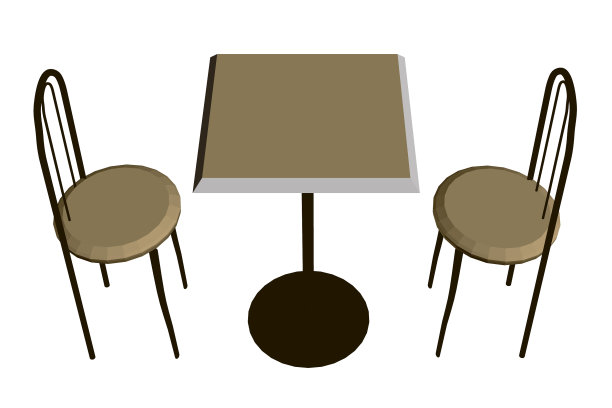 两把椅子和一张桌子用白色隔开图片下载