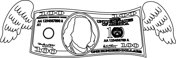 羽毛变形100美元钞票轮廓图片下载