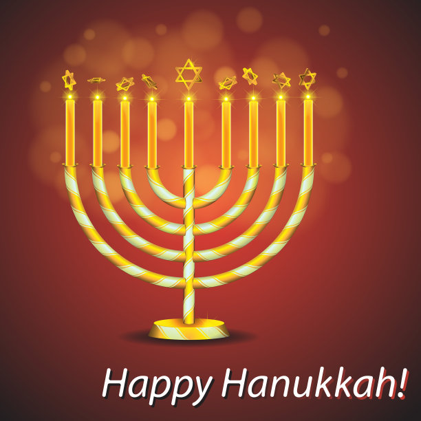 光明节快乐的背景与烛台图片下载