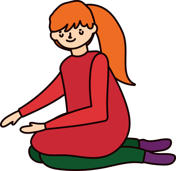 年轻女子跪着，穿着暖和的衣服图片下载