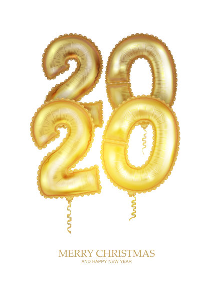 新年金色气球金色金属数字图片下载