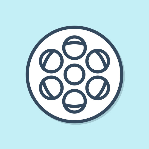 蓝线胶片卷轴图标隔离在蓝色上图片下载