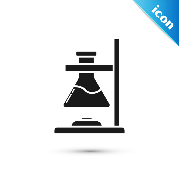 火加热器上的黑色玻璃试管烧瓶图片下载