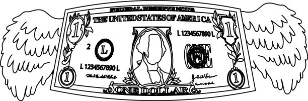 羽毛变形1美元纸币轮廓图片下载