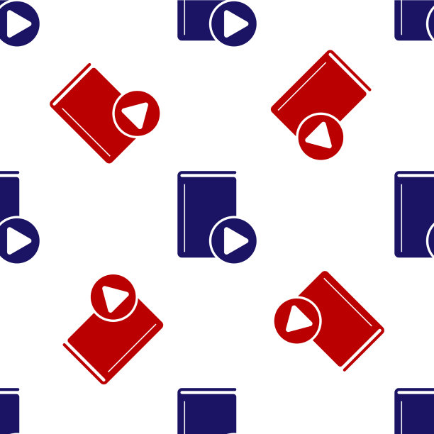 蓝色和红色的有声书图标无缝隔离图片下载