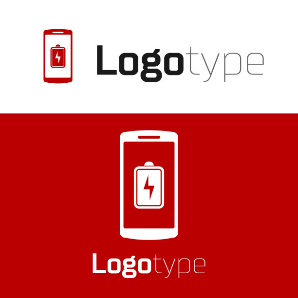 红色智能手机电池充电图标隔离图片下载