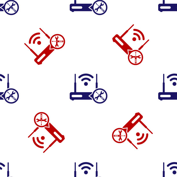 蓝色和红色路由器wi-fi，螺丝刀和图片下载
