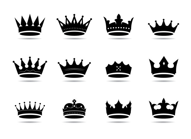 设置黑色国王王冠和图标图片下载