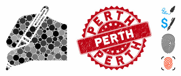 马赛克签名图标与遇险珀斯印章图片下载