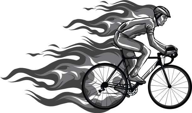 火焰小径自行车比赛剪影图片下载